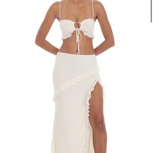 White Ruffle Two-Piece Set